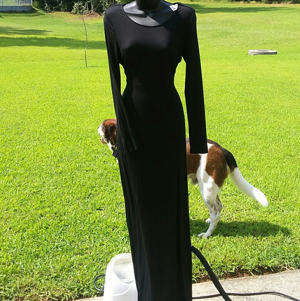 NWT LUSH Black Thigh High Split Long Sleeve Dress